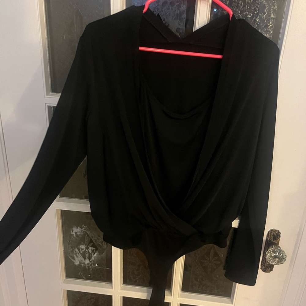 BCBGMaxAzria Black Long Sleeve Bodysuit | Date Night | Size Medium